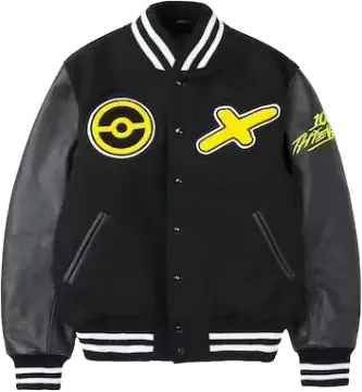 100 Thieves x Pokémon Pikachu Golden Bear Varsity Jacket.webp
