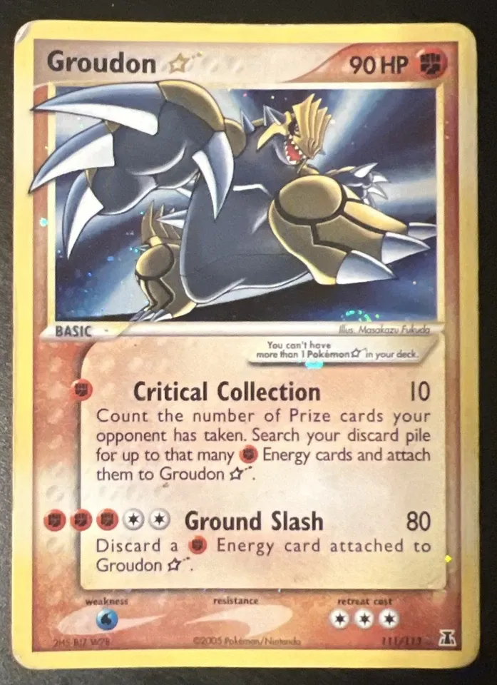 2005 Pokemon Delta Series - Groudon Gold Star Holo 111:113 HP.webp