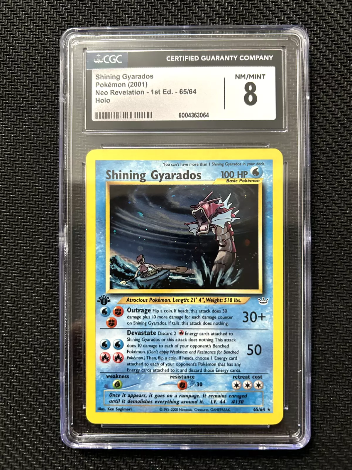Shining Gyarados Pokemon 2001 Neo Revelation 1st Edition 65:64 Holo CGC 8 .webp